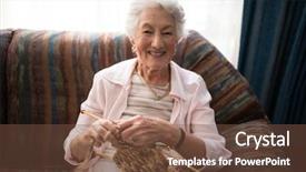  Presentation with knitting - Amazing slide deck having window at retirement home backdrop and a tawny brown colored foreground