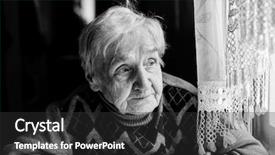  Presentation with ageing - Amazing PPT theme having window black-and-white backdrop and a dark gray colored foreground