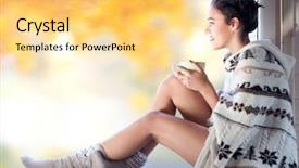  Presentation with home garden - Colorful PPT layouts enhanced with window blurred garden fall backdrop and a yellow colored foreground