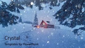  Presentation with house forest - Colorful slides enhanced with window christmas holiday postcard collage backdrop and a teal colored foreground