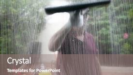  Presentation with wash - PPT theme with window cleaner using a squeegee to wash a window background and a gray colored foreground