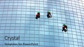  Presentation with rope - Slides enhanced with window cleaners hanging on rope background and a light blue colored foreground