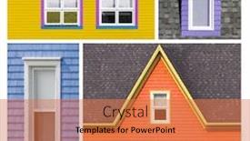  Presentation with purple green - Presentation theme featuring window-collage-in-bright background and a coral colored foreground