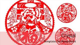  Presentation with paper cutting - PPT layouts enhanced with window decoration in chinese background and a coral colored foreground