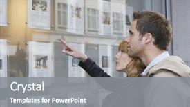  Presentation with real estate - PPT theme featuring window display at real estate background and a gray colored foreground