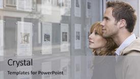  Presentation with real estate - Colorful slide set enhanced with window display at real estate backdrop and a light gray colored foreground