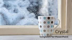  Presentation with hot and cold coffee cup - Colorful slide set enhanced with window frame - cup of hot drink backdrop and a  colored foreground