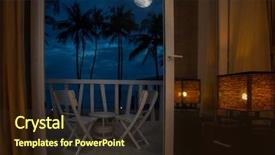  Presentation with beach frame - Amazing slide set having window frame - hotel room and beach landscape backdrop and a  colored foreground