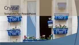  Presentation with house window frame - Cool new PPT theme with window frame of house with beautiful flowers backdrop and a coral colored foreground