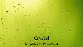  Presentation with water drops - Presentation design enhanced with window glass with green background and a gold colored foreground