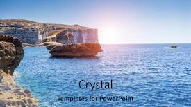  Presentation with sun blue sky and ocean - Slide deck enhanced with window gozo island dwejra malta background and a teal colored foreground
