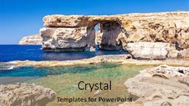  Presentation with malta - Colorful presentation theme enhanced with window gozo island dwejra malta backdrop and a coral colored foreground