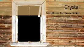  Presentation with house window - Colorful presentation theme enhanced with window in abandoned wooden house backdrop and a yellow colored foreground