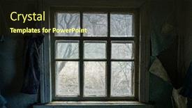  Presentation with house window - Theme enhanced with window-in-an-old-abandoned background and a wine colored foreground