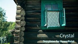  Presentation with hut - Beautiful slide set featuring window-in-the-typical-village backdrop and a wine colored foreground