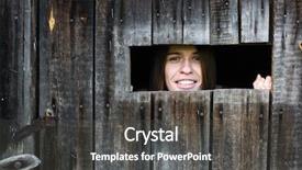  Presentation with person looking out in nature - Colorful presentation enhanced with window in the wooden shed backdrop and a dark gray colored foreground