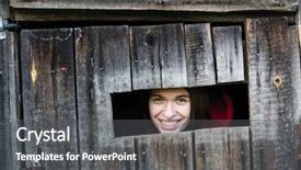  Presentation with person looking out in nature - Cool new presentation design with window in the wooden shed backdrop and a dark gray colored foreground
