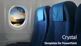  Presentation with aircraft - Slide deck featuring window inside an aircraft background and a navy blue colored foreground