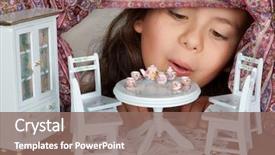  Presentation with house window - Colorful slide deck enhanced with window into a doll backdrop and a violet colored foreground