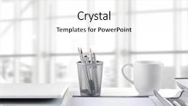  Presentation with business office desk - Presentation design consisting of window is out of focus background and a white colored foreground