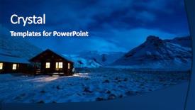  Presentation with house window - Beautiful PPT theme featuring window landscape with moonlight backdrop and a ocean colored foreground