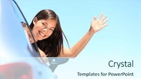  Presentation with car rental - Audience pleasing PPT layouts consisting of window new car road backdrop and a cool aqua colored foreground