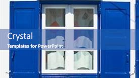  Presentation with house window - Colorful presentation enhanced with window-of-a-greek-whitewashed backdrop and a ocean colored foreground