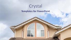  Presentation with house window - Presentation consisting of window-of-a-house background and a sky blue colored foreground