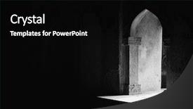  Presentation with open tomb - Theme consisting of window of a tomb background and a black colored foreground