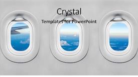  Presentation with airplane - Audience pleasing slides consisting of window of airplane backdrop and a light gray colored foreground