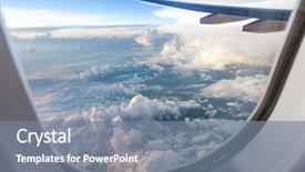  Presentation with aircraft - Theme featuring window of an aircraft background and a gray colored foreground