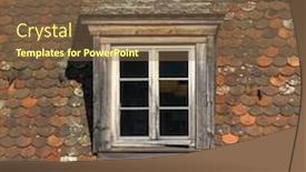 Presentation with roof - Theme having window-of-attic-on-medieval background and a tawny brown colored foreground