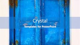  Presentation with house window - Slides with window-of-greek-whitewashed-house background and a teal colored foreground