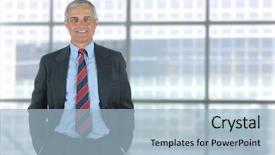  Presentation with front office - Colorful slide deck enhanced with window of modern office building backdrop and a  colored foreground