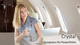  Presentation with private jet - Audience pleasing PPT layouts consisting of window of private jet backdrop and a soft green colored foreground