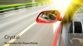  Presentation with connected car - Presentation having window of rush car background and a mint green colored foreground