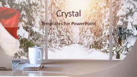  Presentation with winter forest - Beautiful slides featuring window of snowy tree backdrop and a lemonade colored foreground