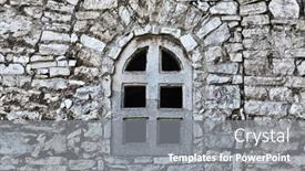  Presentation with castle wall - Presentation design featuring window-on-an-old-stone background and a gray colored foreground