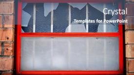  Presentation with broken glass - Presentation featuring window-on-building-with-broken background and a ocean colored foreground