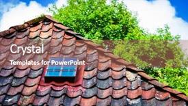  Presentation with roof - Presentation theme having window on the old tile background and a coral colored foreground