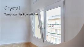  Presentation with apartment - Presentation having window-tilt-open background and a light blue colored foreground