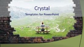  Presentation with window frame - Amazing PPT layouts having window to freedom backdrop and a sky blue colored foreground