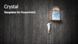  Presentation with success - Cool new presentation theme with window to success mixed media backdrop and a dark gray colored foreground