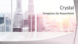  Presentation with arizona sunset view - PPT theme having window view of modern singapore background and a white colored foreground