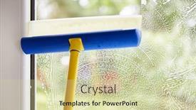  Presentation with clean water - Cool new PPT layouts with window-washers-clean-the-window backdrop and a soft green colored foreground