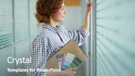  Presentation with blind - Presentation theme having window while peeking through blind background and a  colored foreground