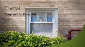  Presentation with matter - PPT theme featuring window-with-a-sign-black background and a  colored foreground