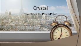  Presentation with eiffel tower - Presentation featuring window with alarm clock background and a light blue colored foreground