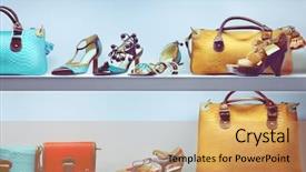  Presentation with bag - PPT theme featuring window with bags and shoe background and a yellow colored foreground