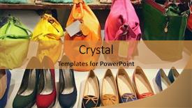  Presentation with wine shop and barrel - Cool new presentation design with window with bags and shoe backdrop and a  colored foreground